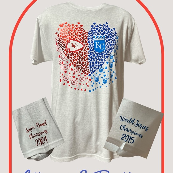 Royals and Chiefs 50/50 black with red and blue. Grey shirt are the same - Picture 2 of 7